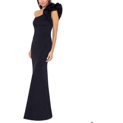 Betsy & Adam Womens Solid Ruffled Gown Dress