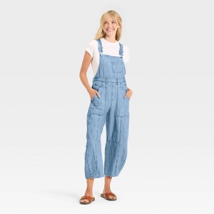 Women's Denim Utility Overalls - Universal Thread™ Medium Wash - 1 of 3