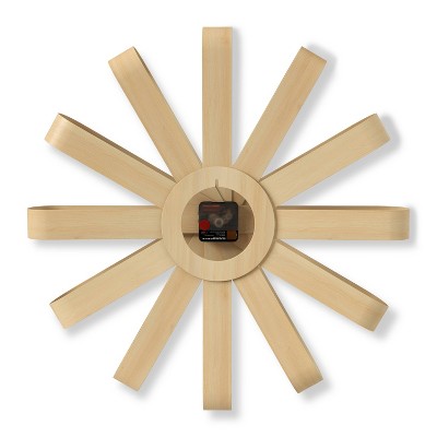 Natural Beech Wood Ribbon Wall Clock, 20" Diameter