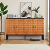 CLIHOME Modern Multifunctional Buffet Cabinet With Storage Space, Retro Style 4-Door Wooden Decorative Storage Cabinet With Geometric Patterns - 3 of 4