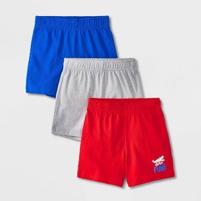 Toddler Boys' 3pk Fun Shorts - Cat & Jack™ Red/Gray/Blue