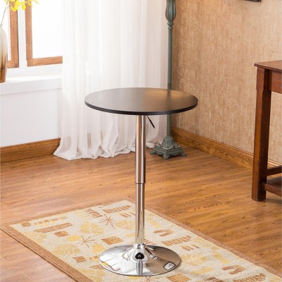 Syemin End Tables Adjustable Bar Table, Wood and Metal Cocktail Table, Industrail End Tables Living Room, Narrow Side Table, Black, 24"*24"*36"