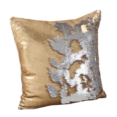 Gold Reversible Sequin Square Throw Pillow Set