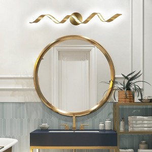 LLHZSY Modern Spiral Design LED Bathroom Vanity Light Dimmable Wall Light - 31 1/2 Inch - Gold - 1 of 4