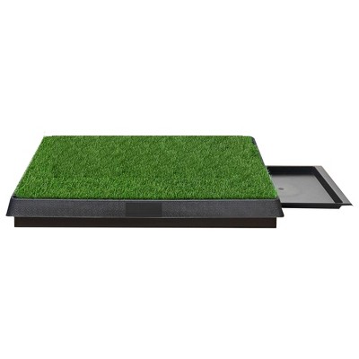 COZIWOW Dog Grass Pad, Artificial Patch Indoor Outdoor Puppy Potty Training Mat with Tray and 3 Layer System, Easy to Clean, Green