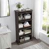 TIRAMISUBEST Glass display cabinet 4 Tier Glass Display Cabinet Storage Curio Cabinet with Flip up Glass Doors Storage Sideboard Cabinet - - 4 of 4