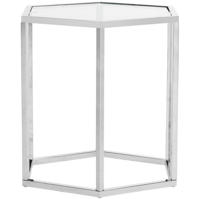 Teagan Chrome Hexagonal Glass End Table
