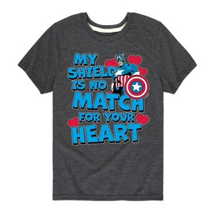 Boys' - Marvel - Captain America My Shield Valentine Short Sleeve Graphic T-Shirt - 1 of 4