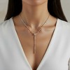 Anna-Kaci Women’s Delicate Drop Pendant Necklace with Elegant Linear Chain Accents and Sparkling Detailed Centerpiece - Gold - 4 of 4