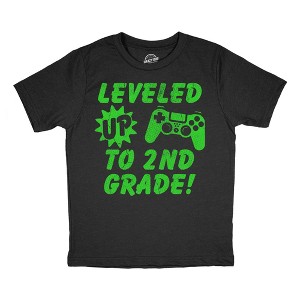Youth Funny T Shirts Leveled Up to 1st Grade Sarcastic Video Game Graphic Novelty Graduation Tee for Kids - Crazy Dog Youth T Shirt For Gamers - 1 of 4