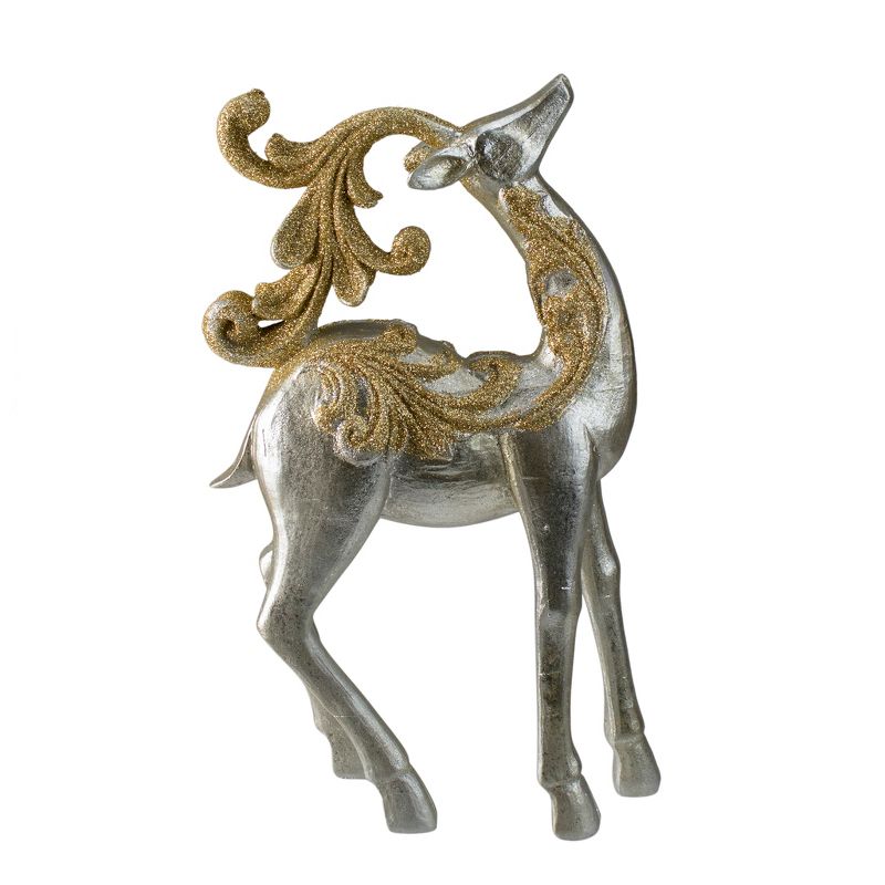 Northlight 12" Silver and Gold Glitter Christmas TableTop Reindeer Figure, 1 of 5