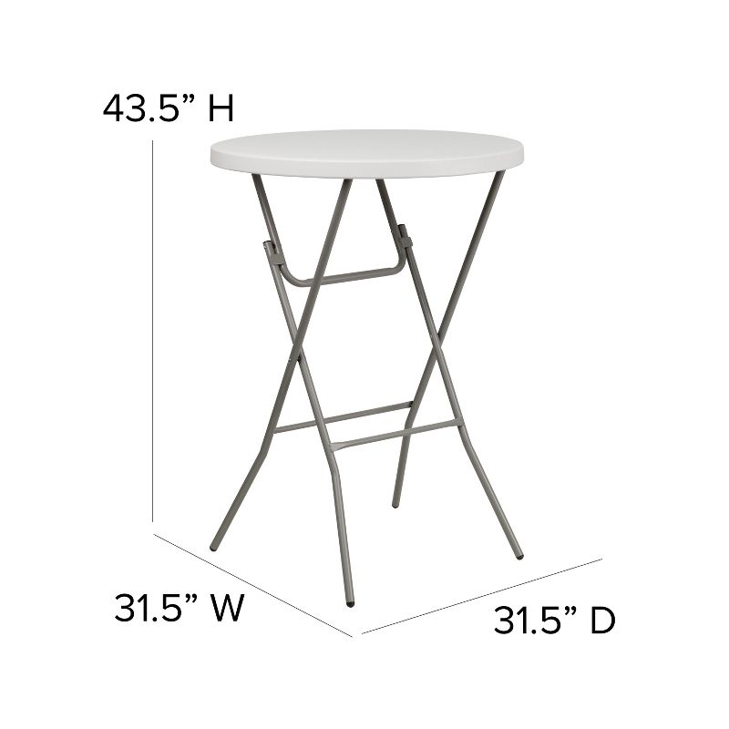 Emma and Oliver 2.63-Foot Round Granite White Plastic Bar Height Folding Event Table, 5 of 9