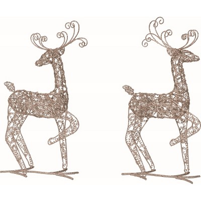 Transpac Metal Gold Christmas Wire Standing Reindeer Set of 2