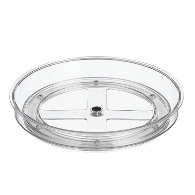 mDesign Modern Lazy Susan Plastic Turntable Spinner, Kitchen Organizing - Clear