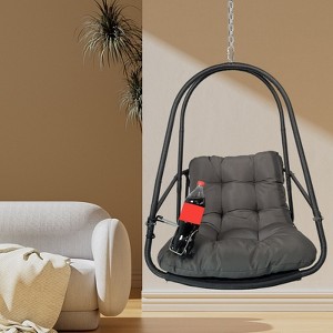 Okak Egg Swing Chair with Cup Holder,Outdoor Hanging Basket Chair with Cushion,Porch Swing for Patio, Garden,Backyard - 1 of 4