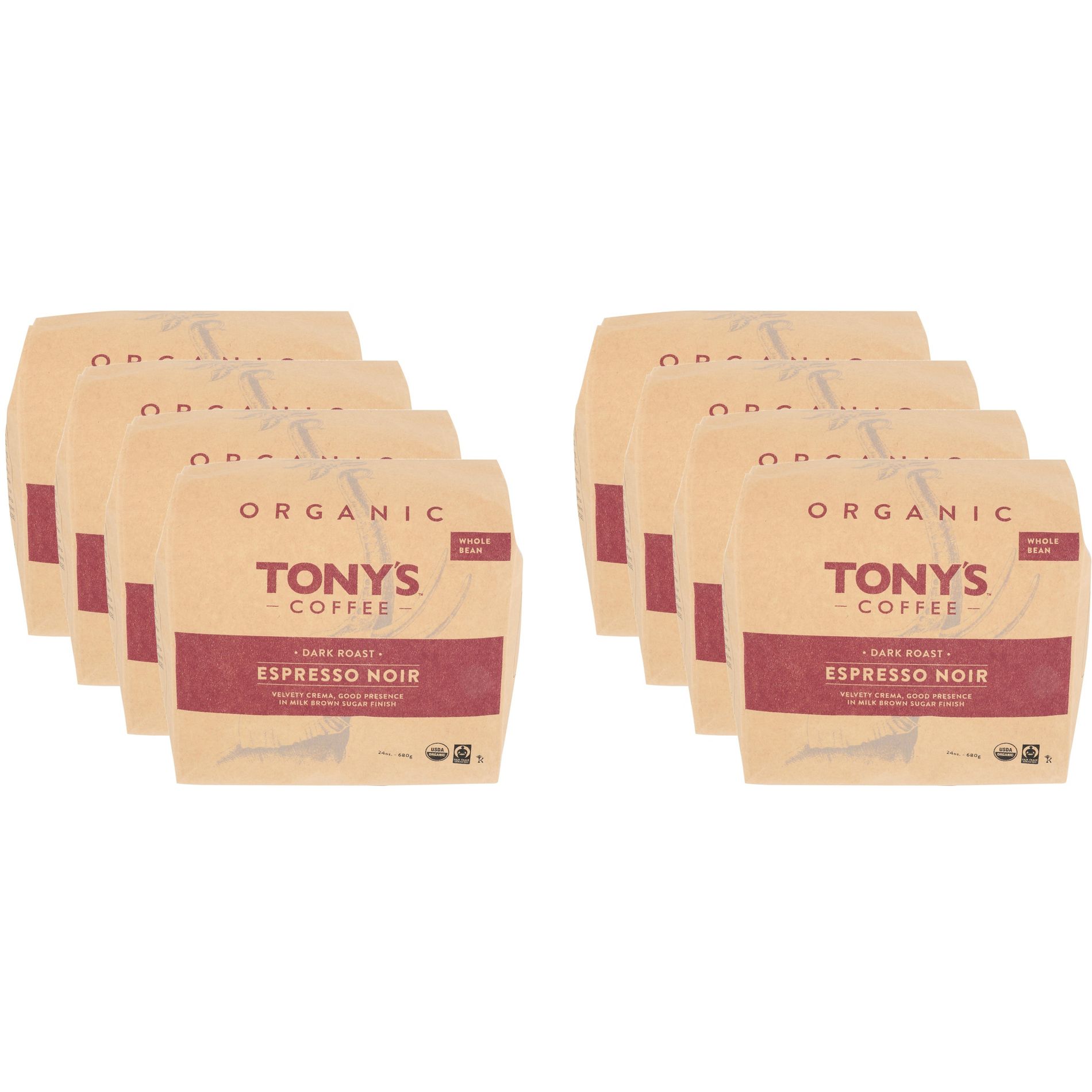 Tony’s Coffee Whole Bean Noir Espresso - Case of 8 - 24 oz