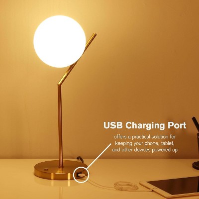 Ozarke Touch Glow Brass Gold LED Table Lamp with Glass Globe