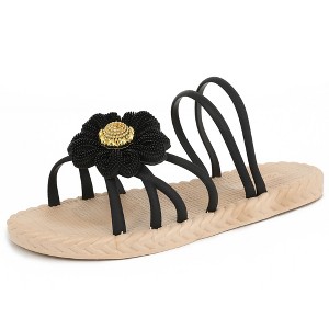 Allegra K Women's Espadrille Sunflower Decor Slip-on Strappy Beach Sandals - 1 of 4