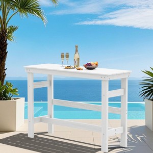 Hyleory 60" Long Counter Height Outdoor Dining Table, Patio Rectangle HDPE Bar Table for Bar Stools - 1 of 4
