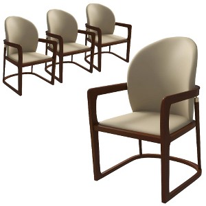 LeisureMod Svelta Leather Dining Chair – Upholstered Mid-Century Modern Accent Arm Chair with Rubberwood Legs for Kitchen or Dining Room Set of 4 - 1 of 4