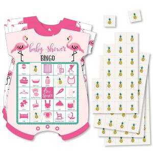 Big Dot of Happiness Pink Flamingo - Party Like a Pineapple - Picture Bingo Cards & Markers - Tropical Summer Baby Shower Shaped Bingo Game -Set of 18 - 1 of 4