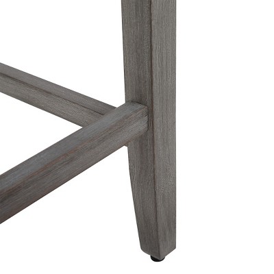 Navy Blue 24" Wooden Saddle Bar Stool with Linen Upholstery