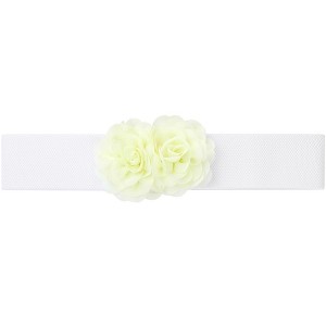 INSPIRE CHIC Women's Large Chiffon Rose Double-Flower Elastic Stretch Wide Corset Waist Belt 1 Pc - 1 of 4