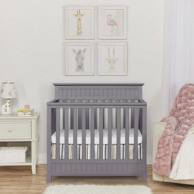 Steel Grey Pinewood 4-in-1 Convertible Mini Crib