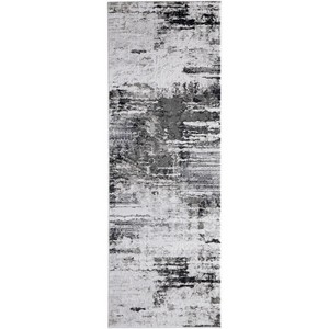 Gray Ivory and Taupe Abstract Power Loom Worn Faded Area Rug - 1 of 4