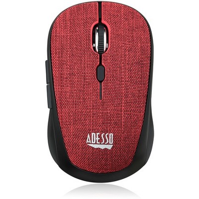 Adesso iMouse S80R - Wireless Fabric Optical Mini Mouse (Red) - Optical - Wireless - Radio Frequency - Red - USB - 1600 dpi - Scroll Wheel