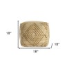 HomeRoots 18" Natural Jute Blend Cube Geometric Pouf Ottoman - 2 of 4