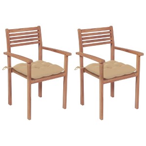 vidaXL Patio Chairs 2 pcs with Beige Cushions Solid Teak Wood - 1 of 4