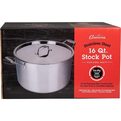 16 Quart Polished Stainless Steel Stock Pot with Lid