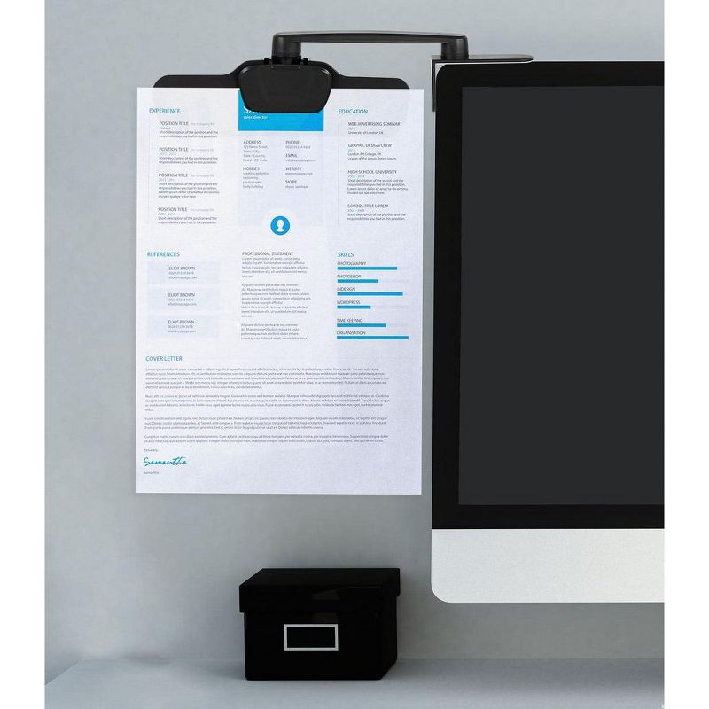 Mount-It! Monitor Document Holder Clip - Paper and Copy Holder Attachment for Typing with 3M Adhesive Sticker, Swivel 360 Degrees, Left and Right Side, 5 of 8