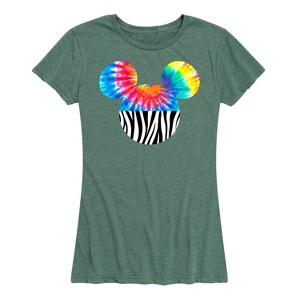Women's - Disney - Tie Dye Zebra Print Mickey Short Sleeve Graphic T-Shirt - 1 of 4