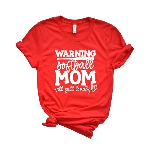 Simply Sage Market Women's Warning Softball Mom Short Sleeve Graphic Tee - 1 of 2