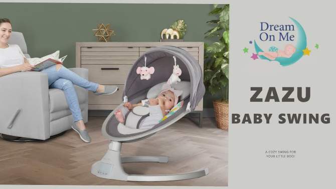 Dream on me Zazu Motorized Baby Swing for Infants - Bluetooth Music Speaker, 2 of 14, play video