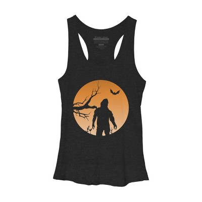 Women's Design By Humans Yeti Halloween Harvest Moon By LivedInTees Racerback Tank Top