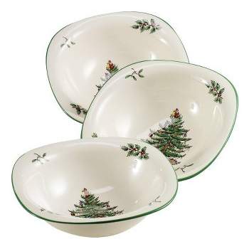Spode Christmas Tree Dip Dishes, 5-inch Set of 3 Fine Earthenware Dipping Bowls for Serving Sauces and Side Dishes