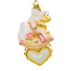 Huras Family 5.0 Inch Girl Rocking Horse On Heart Baby's First Christmas Tree Ornaments - 2 of 3