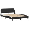 vidaXL Faux Leather Bed Frame with Headboard - Double Bed, Black/White, Plywood Slats - 2 of 4