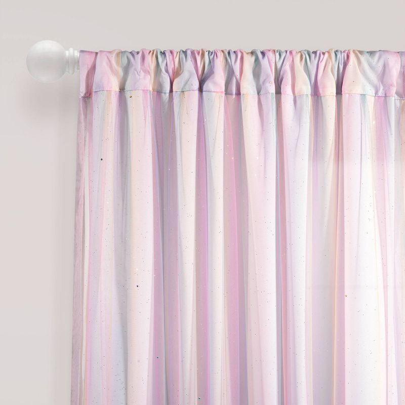 Kids' Rainbow Sheer Rod Pocket with Lining Single Window Curtain Panel Rainbow/White - Lush Décor, 3 of 7