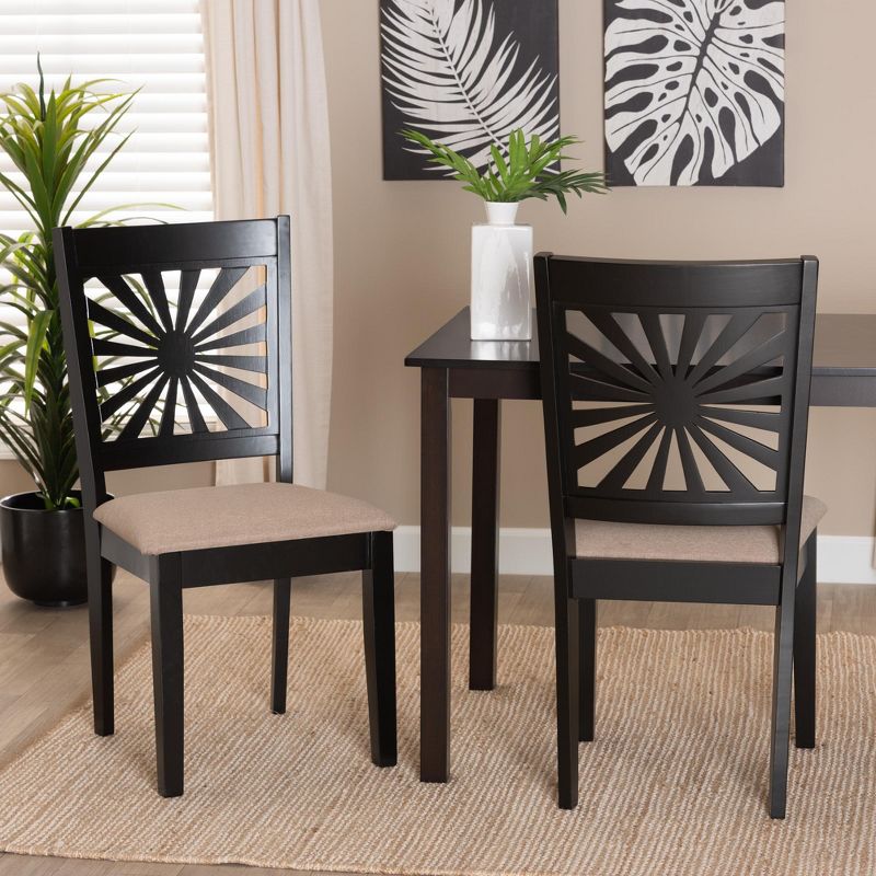 Baxton Studio Olympia Modern Fabric and Wood Dining Chair Set, 1 of 8