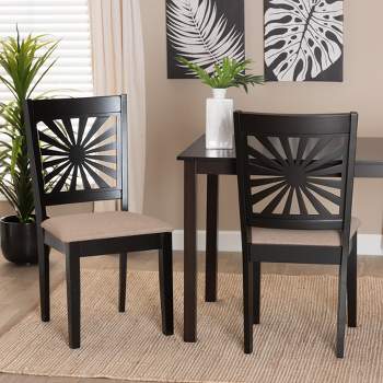 Baxton Studio Olympia Modern Fabric and Wood Dining Chair Set