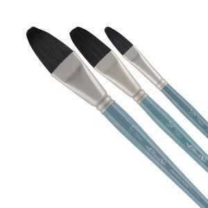 Mimik Professional Watercolor Brushes - Filbert Set of 3  - Synthetic Squirrel Hair - Natural Bristle Artist Brushes for Watercolors, Gouache & - 1 of 4