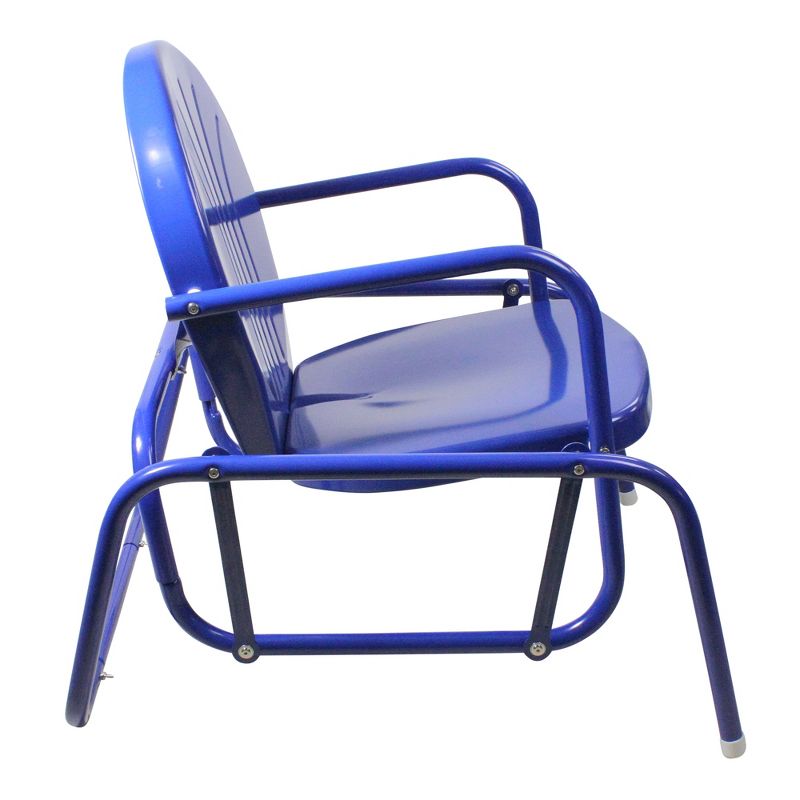 Northlight Outdoor Retro Metal Tulip Glider Patio Chair, Blue, 4 of 5