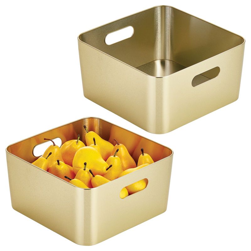 mDesign Medium Metal Kitchen Storage Container Bin Basket with Handles, 1 of 9
