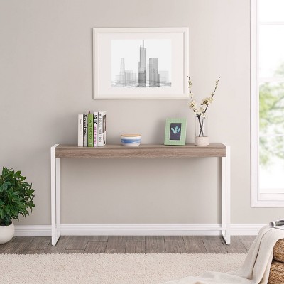 Mocha Gray & Fresh White Industrial Console Table with Storage