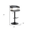 HomeRoots Gray and Black Faux Leather with Metal Swivel Adjustable Height Bar Chair - 3 of 4