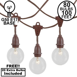 Novelty Lights Globe Outdoor String Lights with 100 suspended Sockets Suspended brown Wire 100 Feet - 1 of 4
